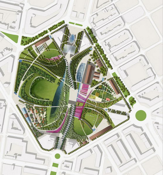 GustafsonPorter战胜了扎哈•哈迪德、罗杰斯事务所等赢得了巴伦西亚Parque中央公园项目。FOA和West 8等也没能拿到这个预算7300万欧元的工程。 这座新公园的建筑将与高速铁路的发展结合起来。Porter的获胜方案是与Borgos Pieper事务所合作完成的,包括一座23公顷的公园,一半的面积种植了花草,并设在新的轨道隧道之上。 GustafsonPorter事务所的主管Mary Bowman表示,新的住宅区配备了停车场和花园,将占据该项目中另外一块43公顷